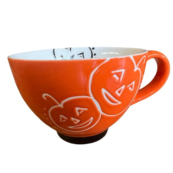 STARBUCKS 2007 10 oz Halloween Coffee Tea Mug Pumpkins Orange White Gift - Picture 7 of 7